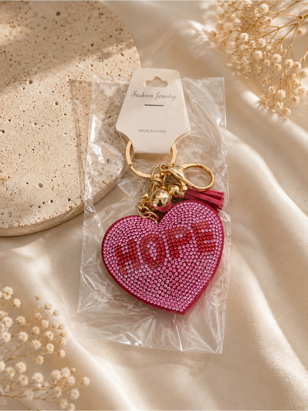Hope heart shape bag charm